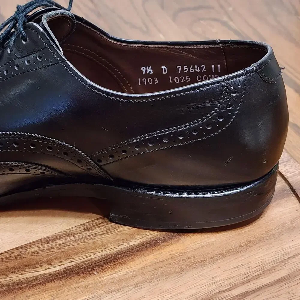Allen Edmonds Chester Dress Shoes Mens Size 9.5 D Black Leather Wingtip Oxford